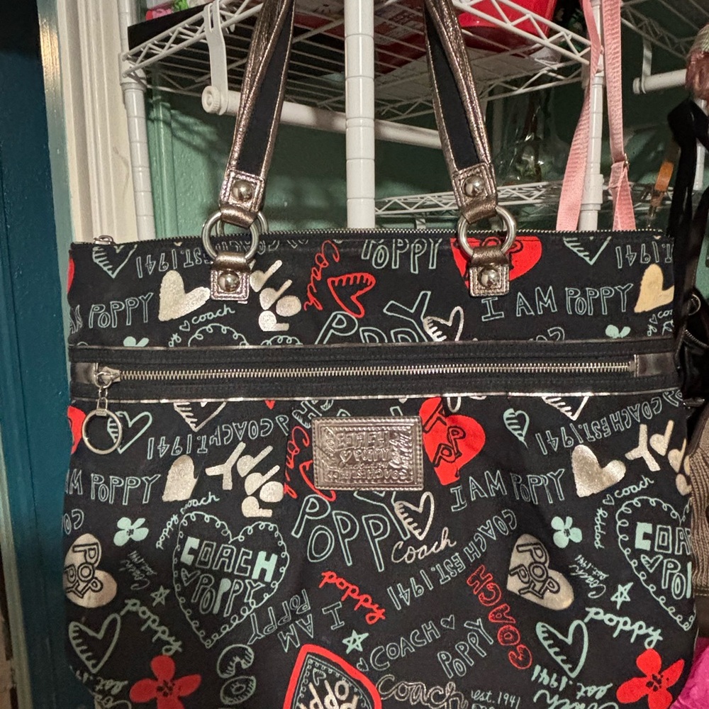 Coach Poppy Graffiti Tote Bag